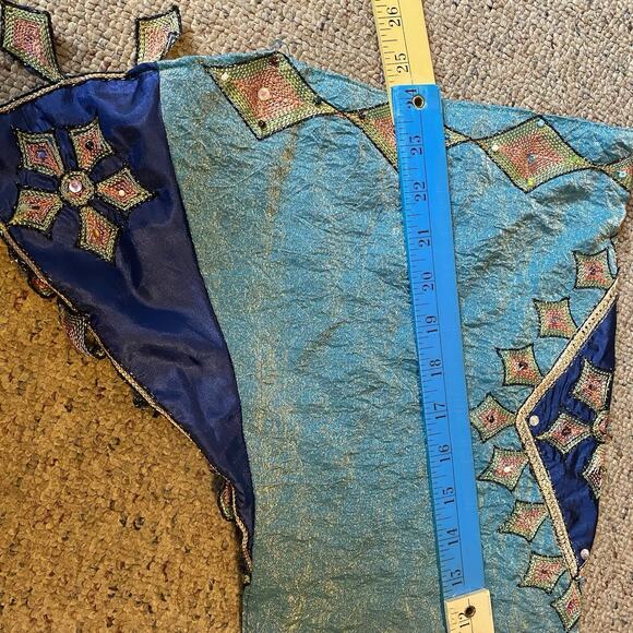 VTG Palestinian Silky Sequin Embroidered Thobe Traditional Tatreez Boho Dress XL - Picture 3 of 11